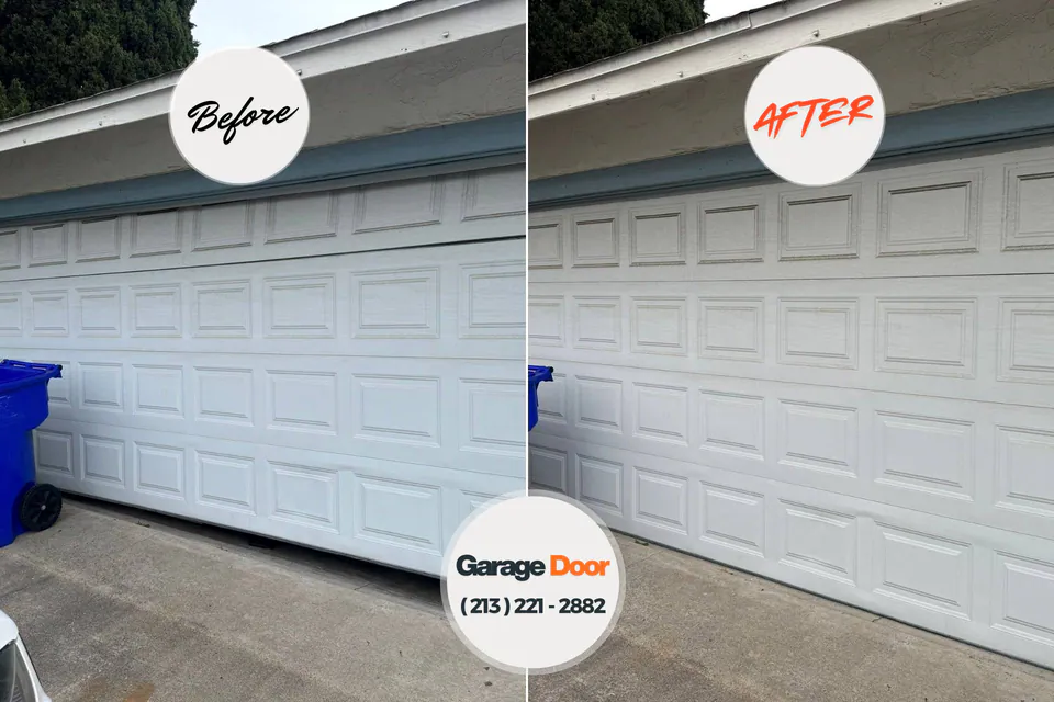Before and after: garage door repair Hico, TX